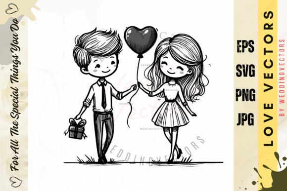 Art Deco Inspired Wedding and Love Design Vector Set