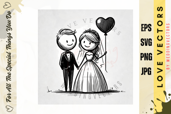 Celebrate Love with Wedding Couple and Love Vectors - C3751