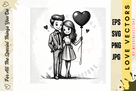 Celebrate Romance with Wedding Couple and Love Vectors - C2648