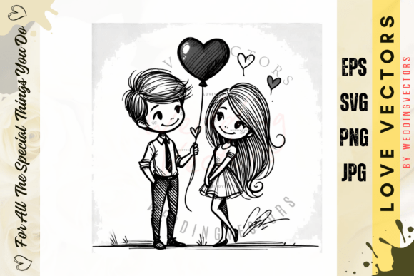 Elegant Romance: Using Wedding Couple and Love Vectors - C2710