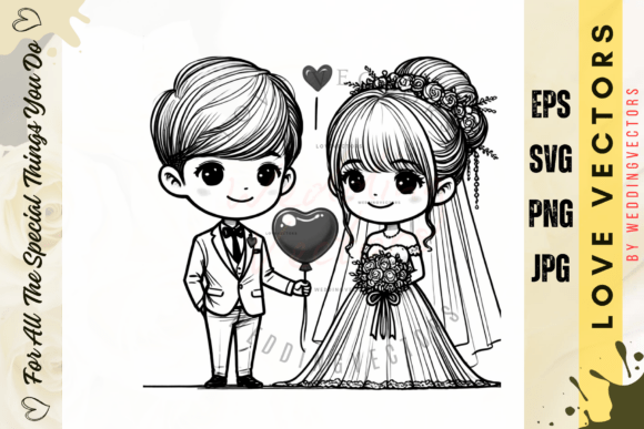 Elevate Your Designs with Wedding Couple and Love Vectors - C3663