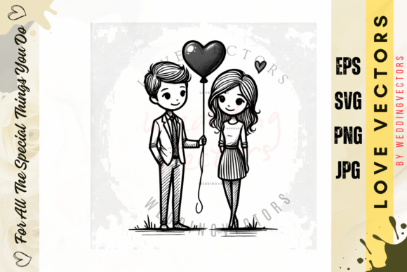 Wedding Couple and Love Vectors - C2632: A Modern Romantic Asset