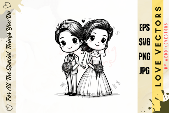 Wedding Couple and Love Vectors - C2667: Elegant Design Assets