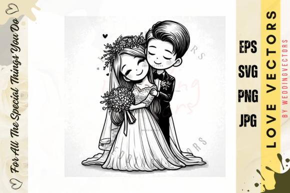 Wedding Couple and Love Vectors - C2673: Timeless Romance in Design