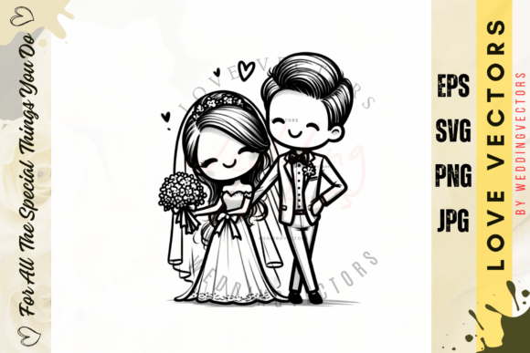 Wedding Couple and Love Vectors - C2683: A Minimalist Approach to Romance