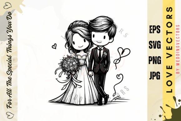 Wedding Couple and Love Vectors: C2697 Design Guide