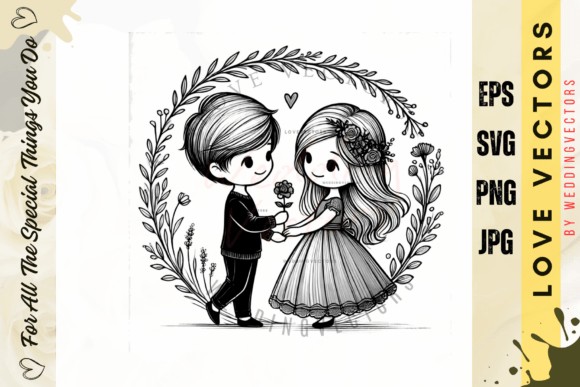 Wedding Couple and Love Vectors - C3231