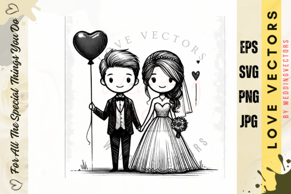 Wedding Couple and Love Vectors - C3624: Modern Romance in Design