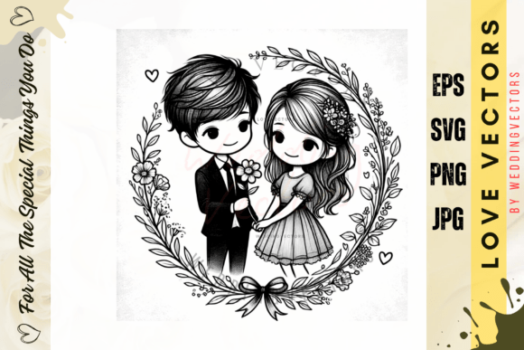 Wedding Couple and Love Vectors - C3721: A Modern Love Story in Design