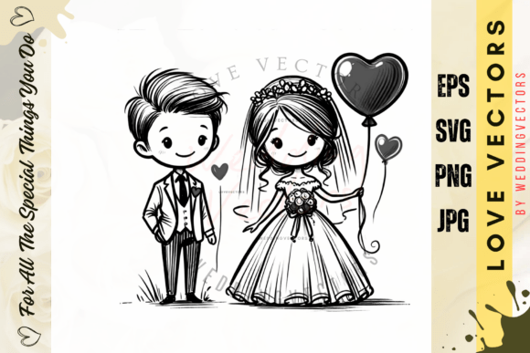Wedding Couple and Love Vectors - C3737: A Designer's Pastel Dream