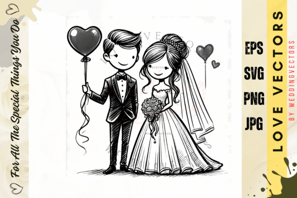 Wedding Couple and Love Vectors - C3759