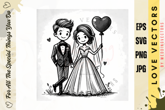 Wedding Couple and Love Vectors - C3783: A Modern Love Story in Design