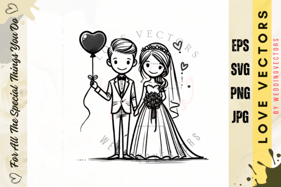 Wedding Couple and Love Vectors - C3793