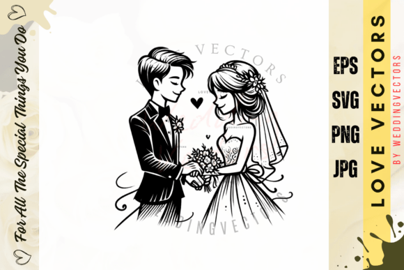 Wedding Couple and Love Vectors - C3802: Capturing Ethereal Romance